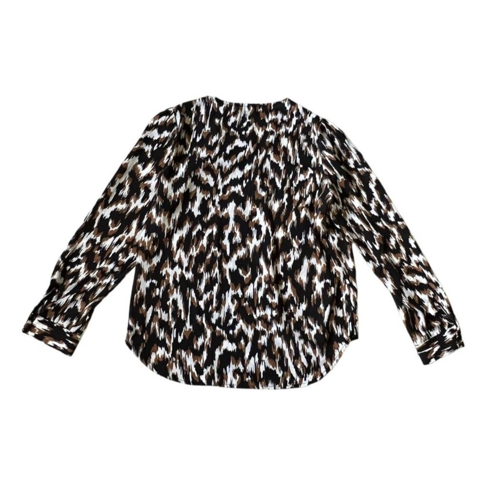 Jones New York Signature Womens Long Sleeve Blouse Leopard Print Medium - Picture 7 of 7